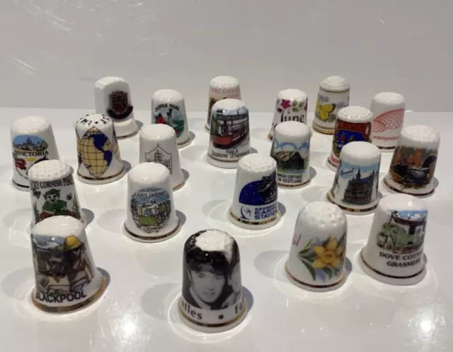 Vintage joblot of 21  bone china thimbles in good condition #TH11