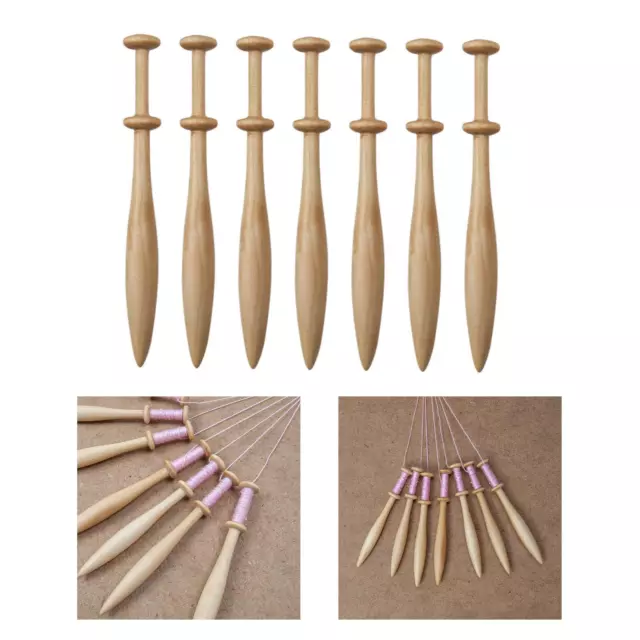 7x Lace Bobbins Set Practical DIY Wood Weaving Tools for Socks Sweaters Home