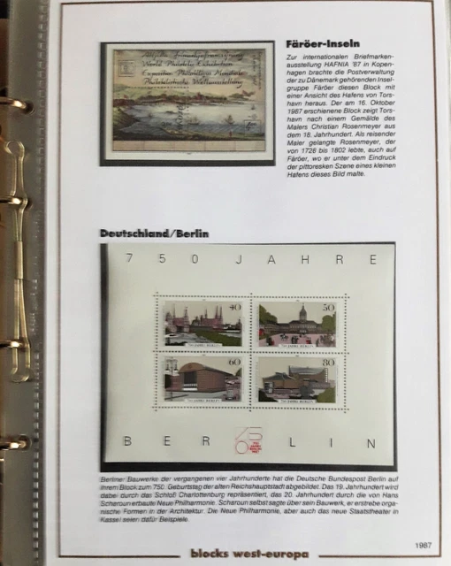 EUROPA BLOCKS - POSTFRISCH - 1987, 38 Einlagen und 60 Briefmarken