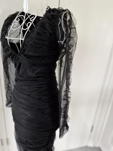 Black Sheer Organza Ruched Missguided Dress Tall 3