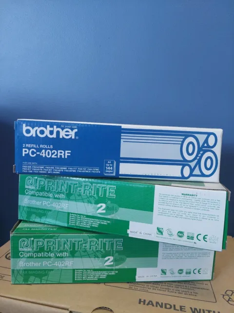 Genuine Brother PC-402RF 2 Refill Rolls for Fax +2 x compatible PRINT RITE