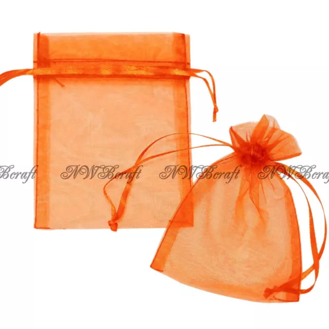 Orange Organza Gift Favour Bags Wedding Jewellery Drawstring Pouches