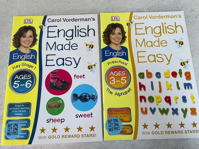 NEW 2 X Carol Vorderman English Made Easy Workbooks 3-5 Years 5-6 Years ...