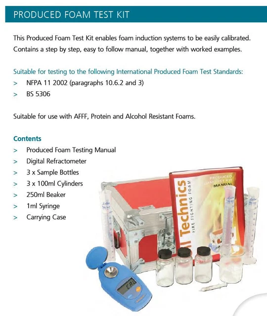 OIL TECHNICS FIRE Fighting Test Kit Produced foam, PALM ABBE