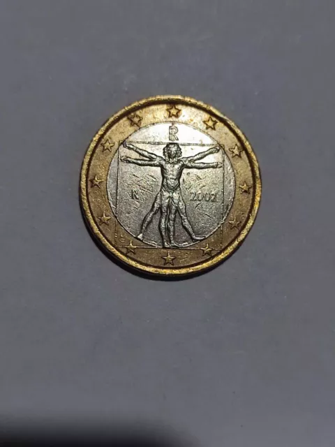 Moneda de 1 euro Italia 2002 Da Vinci acuñación errónea