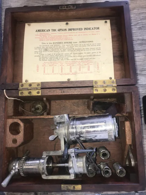 Antique American Thompson Steam Gauge Improved Indicator with Original Box  fd89