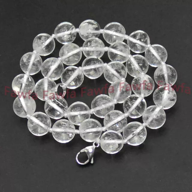 6/8/10/12mm Natural Clear Rock Quartz Crystal Round Gems Beaded Necklace 16-52''