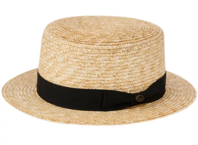 Men's Summer Wheat Straw Boater Hats With Band Sun Protection