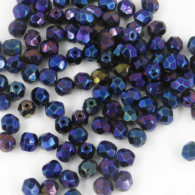 F6 HE *** 30 perles à facettes verre de Bohême 6MM HELIOTROPE