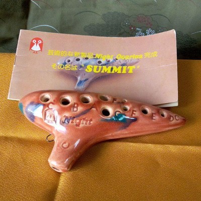 Night Ocarina Summit Brown C Tube Width 19cm Thickness 4cm Pottery Instruments