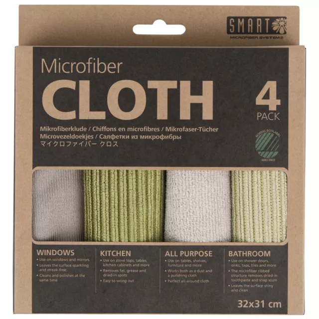 Smart Microfiber System - Cleaning Cloth 4pcs Pack Grey Green