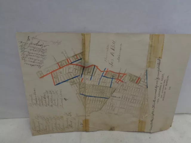 1930 1949 BROOKLYN MAP document Vintage New York small folded. AS IS 1950