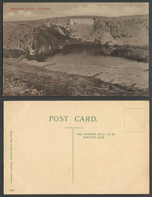 Pakistan alte Postkarte DHOBI GHAT im Park RAWALPINDI Panorama Flusshügel Indien