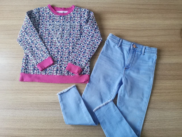 Girls Outfit River Island Jeans and Guess Jumper Age 5-6 years