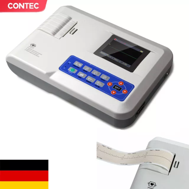 CONTEC Tragbares EKG-Gerät, EKG-Monitor, Elektrokardiograph, kostenloser Drucker