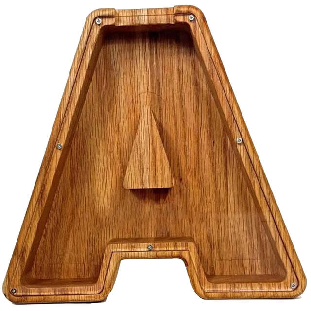 Caja de almacenamiento de dinero recuerdo educativo significativo en forma de carta madera corpulenta
