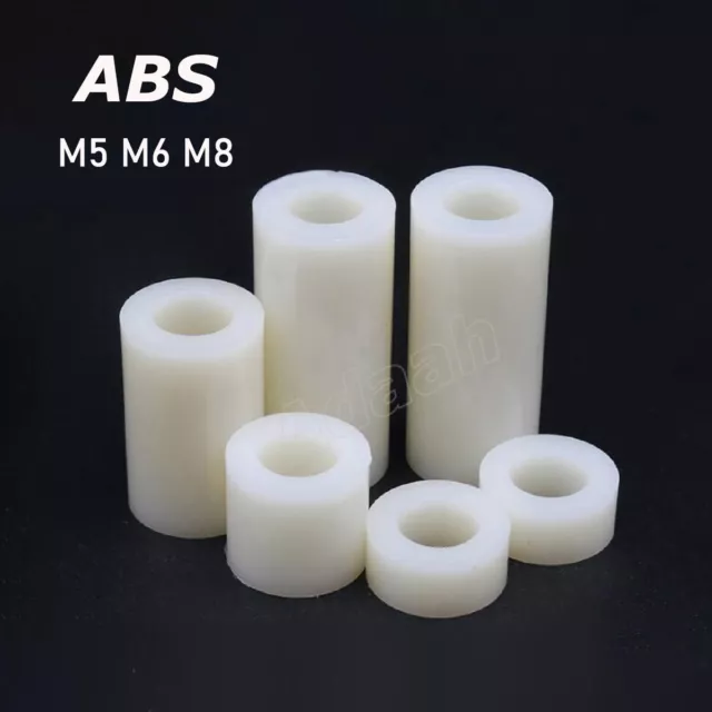 M5 M6 M8 Nylon Spacers Standoff White ABS Plastic Washers Round Bushing Sleeve