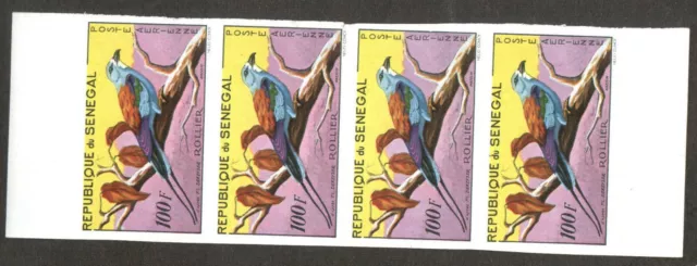 Senegal  1960-63  Birds " Abyssinian Roller " Scott# C27 - Imperf Strip 04 - MNH