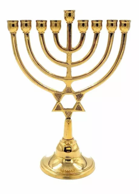 Brass Copper Nine Branch STAR OF DAVID CHANUKIA Massive Menorah From Hanukkah