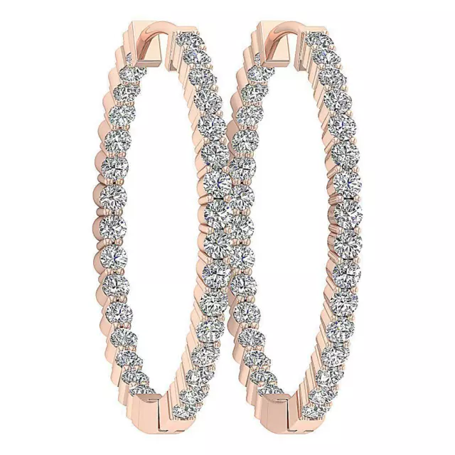 Inside Out Hoops Earrings Round Cut Diamond I1 G 0.80 Ct 14K Rose Gold Appraisal