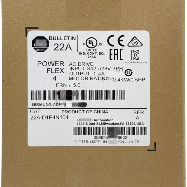 Allen Bradley 22A-D1P4N104 PowerFlex 4 0.4 kW 0.5 HP AC Drive