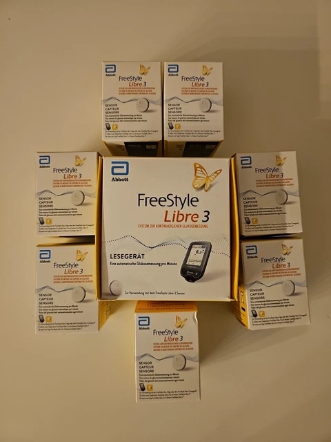 FREESTYLE LIBRE 3 Lesegerät und 7x Freestyle 3 Sensoren Neu OVP EUR 390 ...