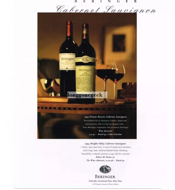 1998 BERRINGER WINE Vintage Print Ad Cabernet Sauvignon
