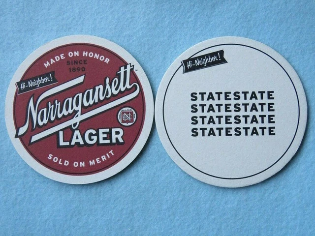 Beer Collectible Coaster: NARRAGANSETT Brewery, Rhode Island ~ Statestate Puzzle