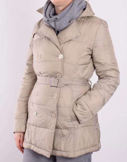 Geox Damen Mantel Jacke Coat Gr.36 Steppmantel winddicht Beige 120263