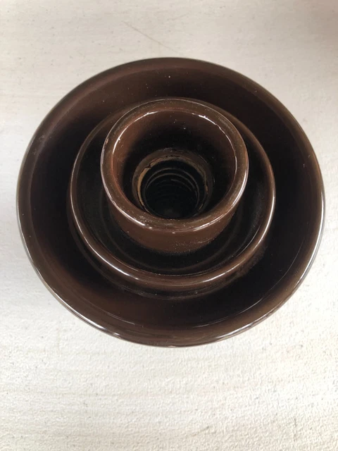Vintage Large LOCKE 6510 USA Porcelain Ceramic INSULATOR Glazed Chocolate Brown 5