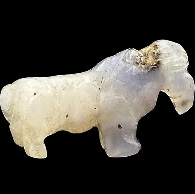 Vecchio Antico Animali Figure Intagliati Perline Agata