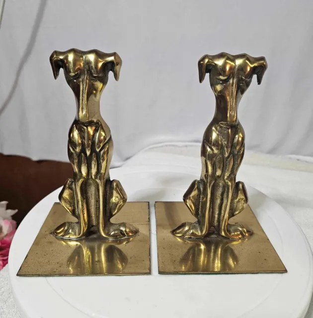 Howell Evans 2 PAIR Bookends Solid Brass Made in USA Dalmatian Dog