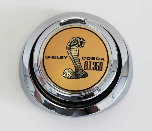 NEW! 1969 Mustang Shelby Cobra Gas Cap Gold Pop Open  Snake GT350 Emblem Chrome