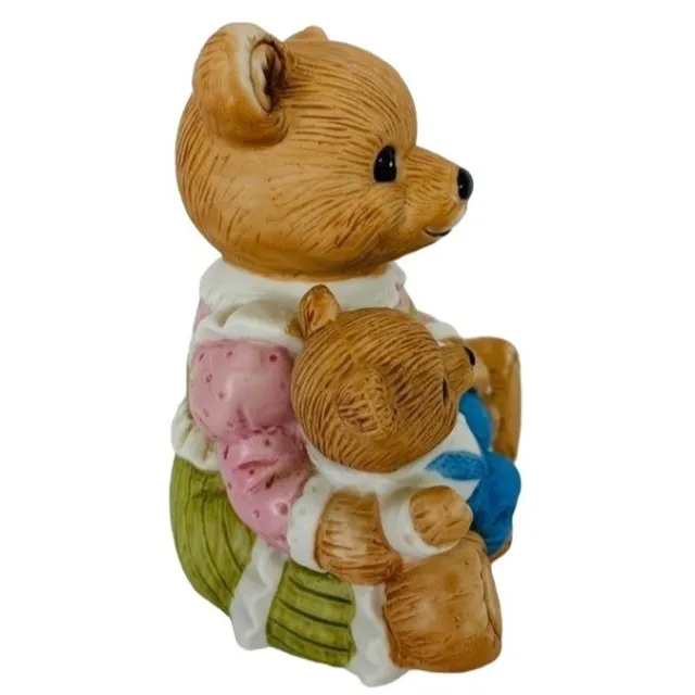 Vintage Homco #1444 Mama Bear With Baby Boy Cub Figurine Porcelain Nursery Decor 2