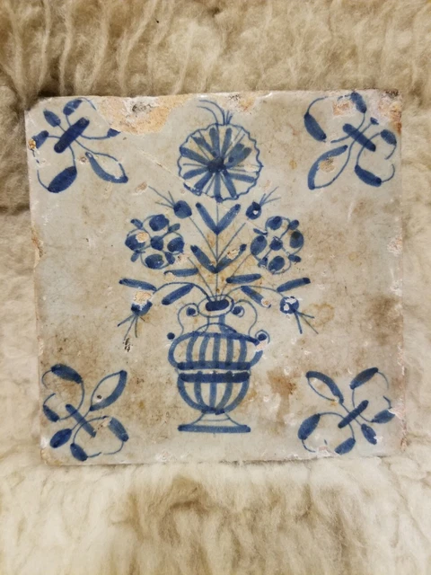 Antique Delft Blue 17th Century Painted Tile Holland