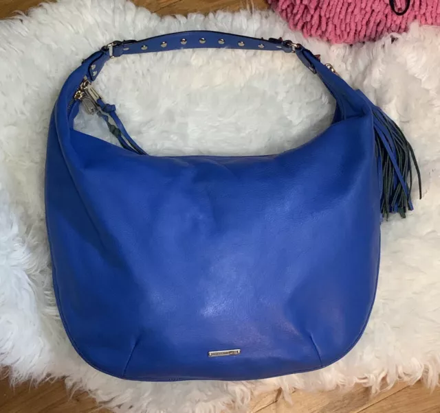 Rebecca Minkoff Blue Bailey hobo shoulder bag Leather With Studs MSRP $425!