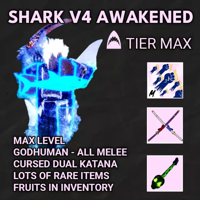 ✔️ Blox Fruit 🎃 Lv 2550 | Shark Full Gear 💎 V4 Awakened ⚓ Fast Delivery