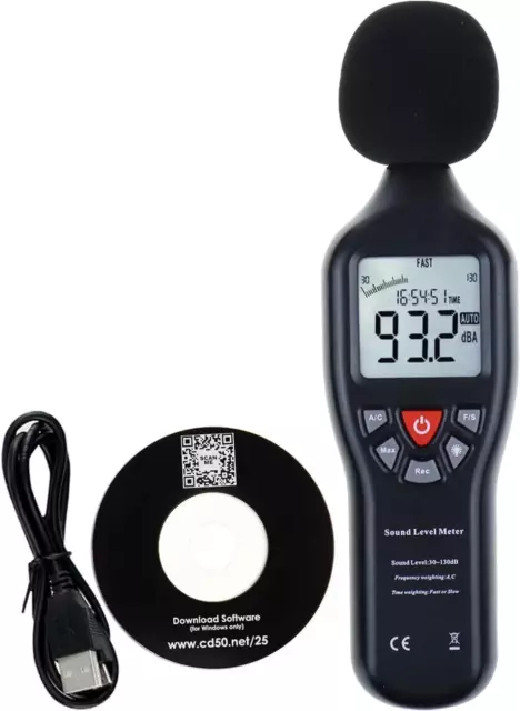 Schallpegelmessgerät, Dezibel Messgerät, Digital Schallpegelmesser 30Db Bis 130D