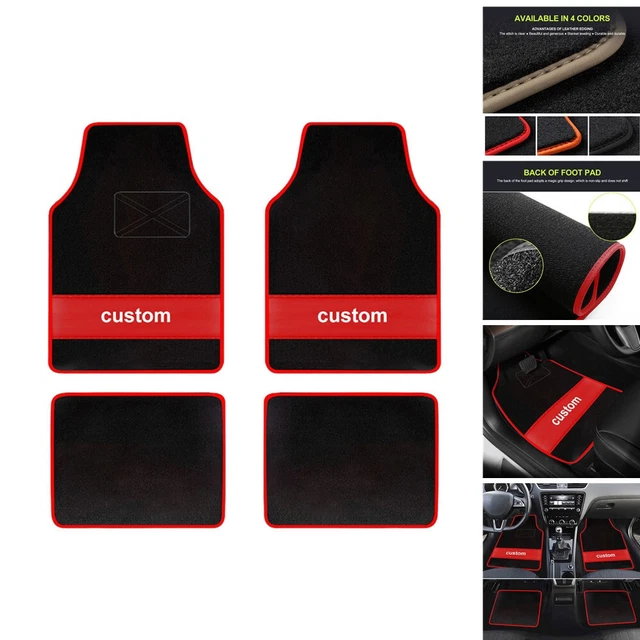 4PCS Universal Car Floor Mats Custom Logo Text for Car Truck SUV Waterproof