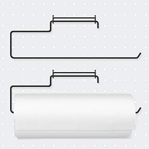 2 Pack Pegboard Paper Towel Holder, Stainless Steel Pegboard Hooks, Pegboard ...