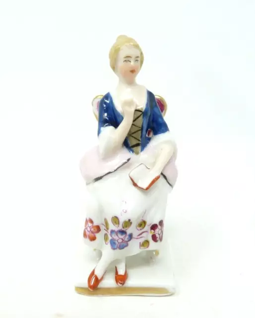 Capodimonte Miniature Rococo Seated Lady With Book Figurine