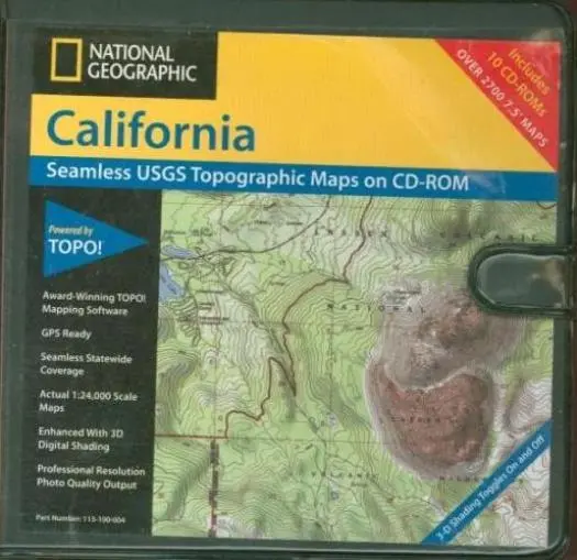 National Geographic California USGS Topographic Maps 10-Disc PC CDs maps TOPO