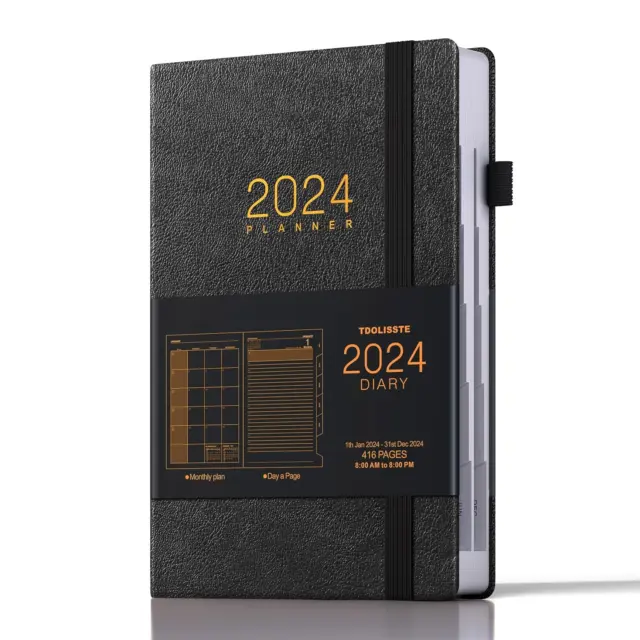 TDOLISSTE - Academic Diary 2024 Day to Page A5 Planner 366-page daily plan and