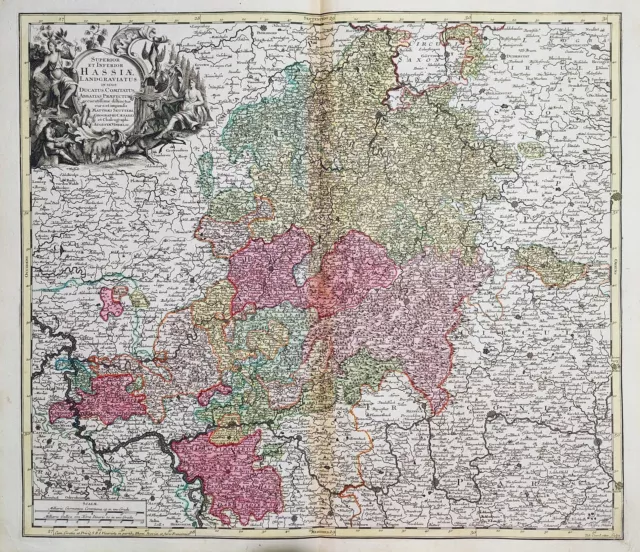 Hessen Landgrafschaft Marburg Fulda Frankfurt/Main Hanau Kassel Karte Seutter