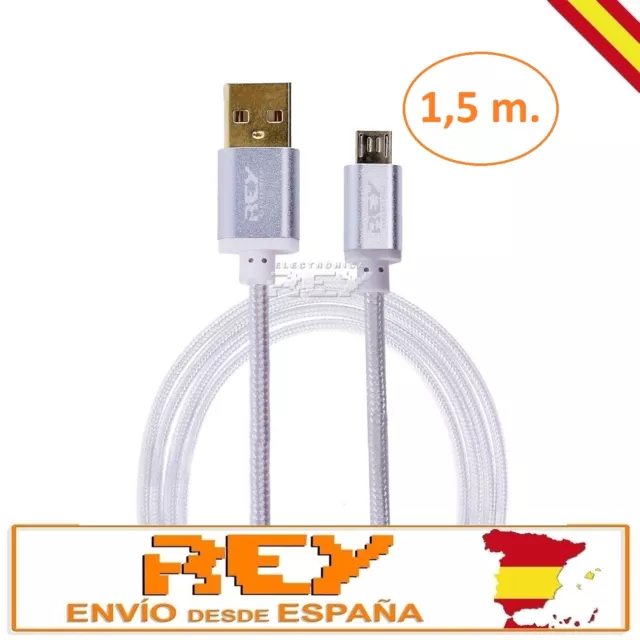 CABLE NYLÓN TRENZADO USB A MICRO USB 1,5 M. CONECTORES BAÑADOS EN ORO. v369