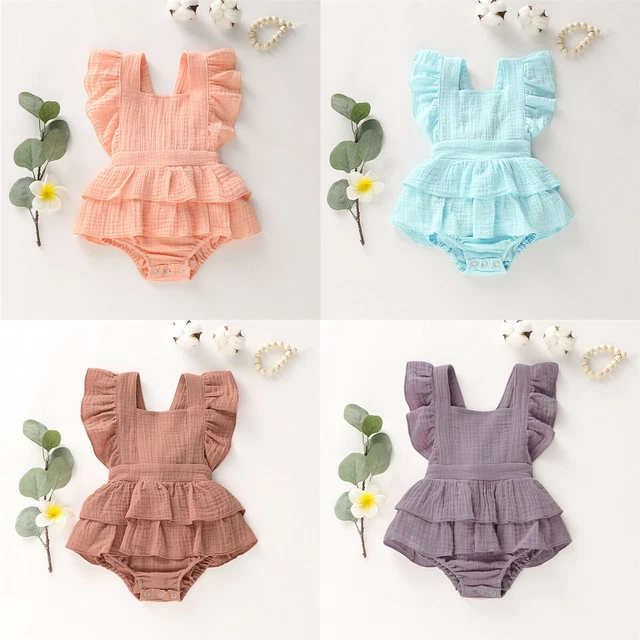 Dress Ruffle Clothes Sleeveless Kids Baby Girls Summer Outfits Princess Romper