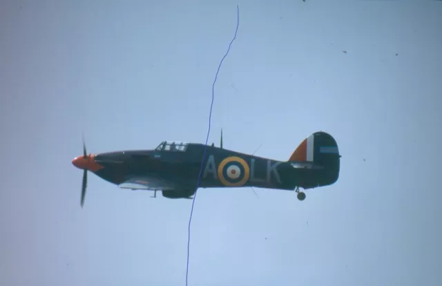 Original Military Aircraft Plane Colour Slide Of An Raf Hurricane Flight.