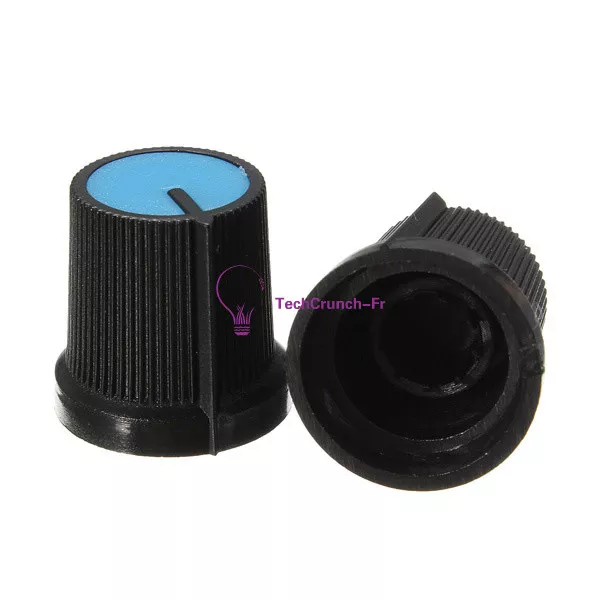 10PCS New Black Knob Blue Face Plastic for Rotary Taper Potentiometer Hole 6mm 2