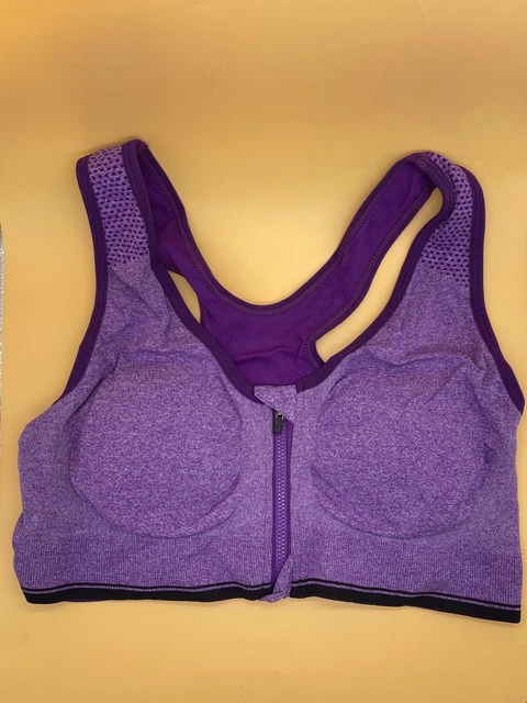 Lila Front Reißverschluss weiche Tasse Sport Rücken BH Oberteil Größe XXXL
