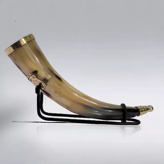 Brass Odin figure adorned beer wine ale mead Viking Drinking Horn Groomsman Gift